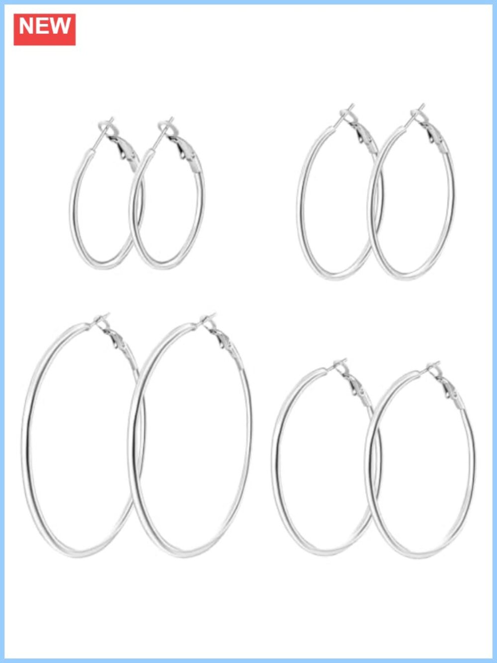 14K Gold Plated Silver Hoop Earrings Set Stainless Steel Hypoallergenic 4 Pairs